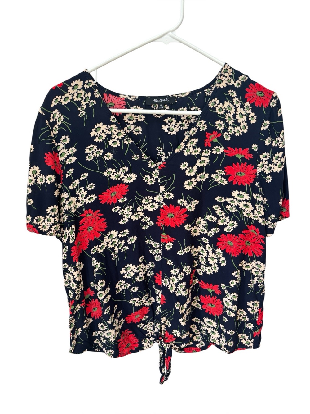 Madewell Hillside Daisies Knot Tie Front Top Women’s Medium Novelty Floral Print